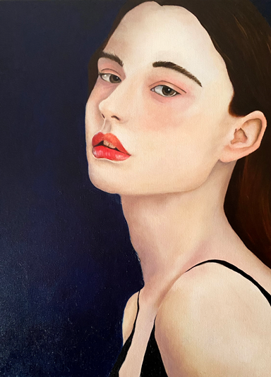 retrato en oleo Eglatina de Caro Albarran